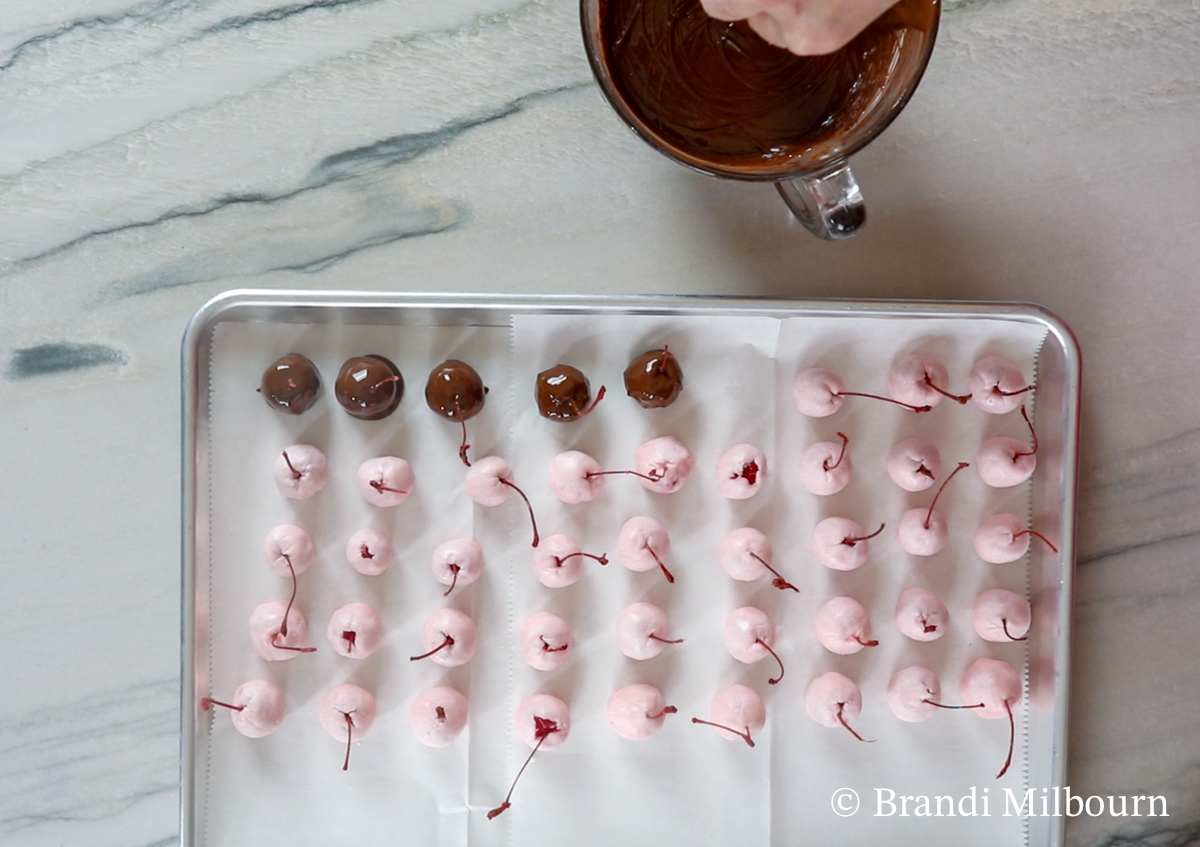 dipping cherries in chocolate 