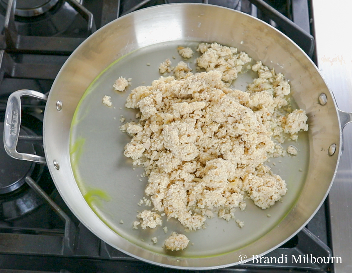 use food processor to finely chop rotisserie chicken