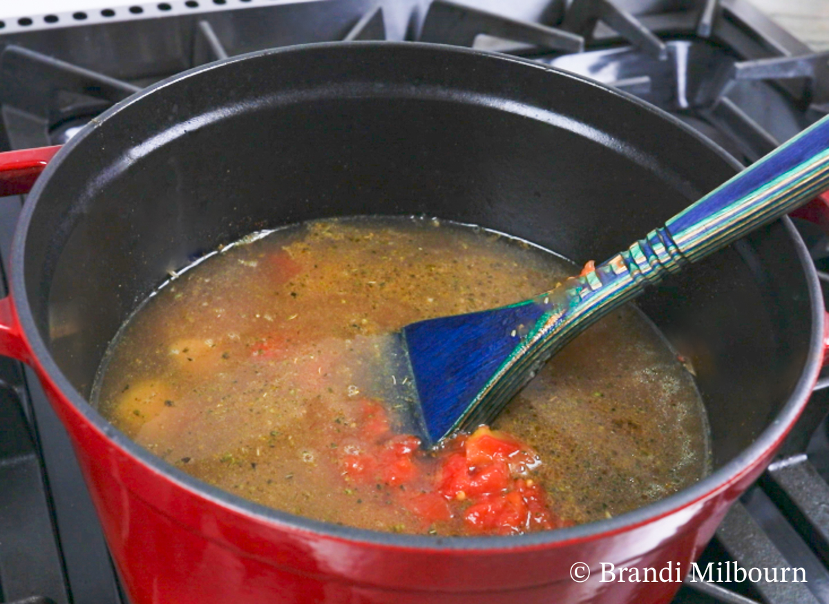 Add seasoning, broth and Rotel. White chili recipe with chicken