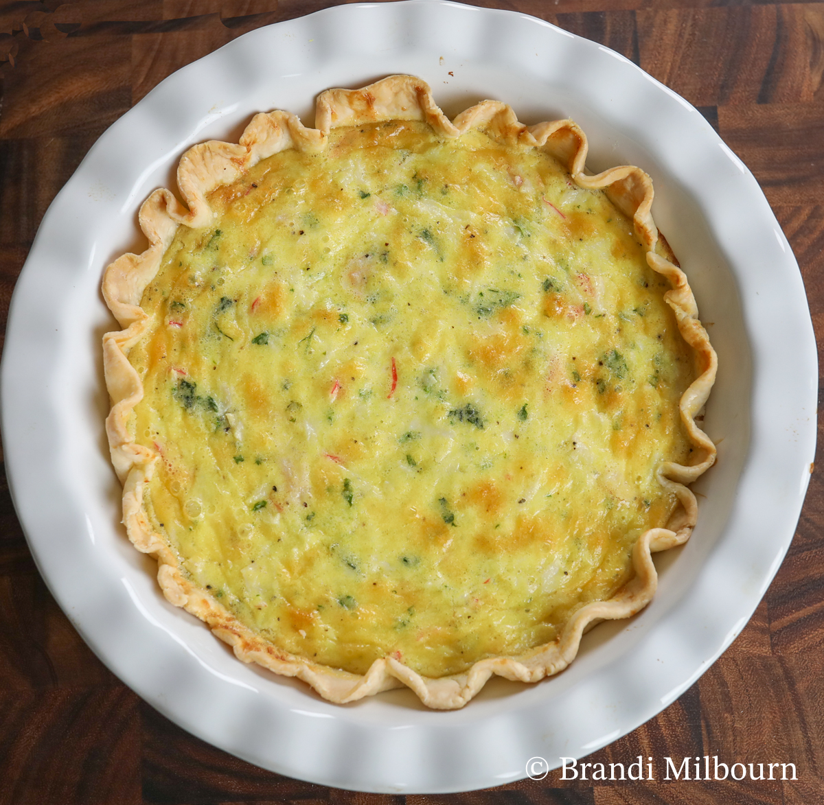 9 inch dish of crab quiche