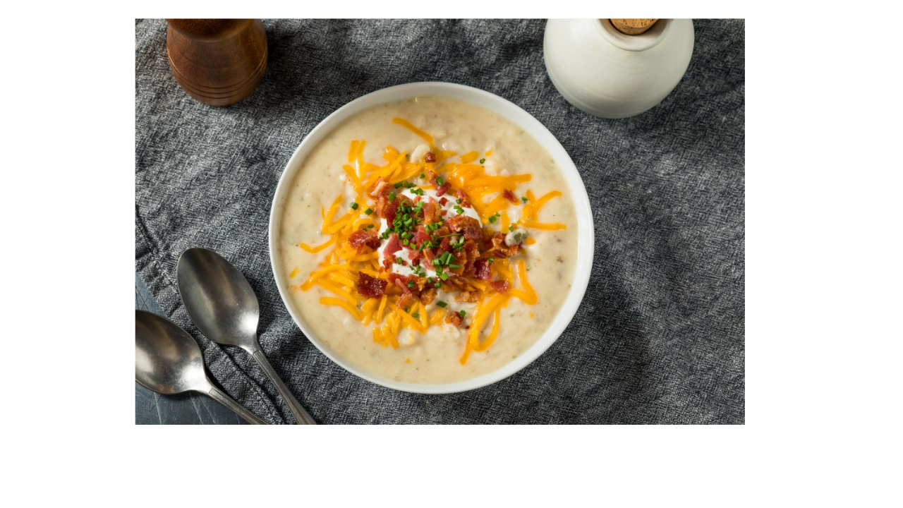 Loaded Baked Potato Soup in a bowl